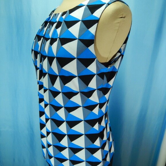 Calvin Klein Pleated Neck Sleeveless Geometric Career Top Size Large NWOT - Picture 2 of 12
